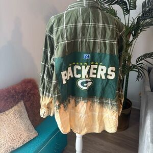 Green Bay Packers Reworked Flannel Shirt — Size 3X